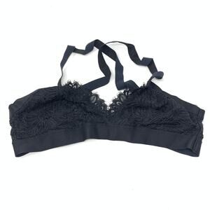 Aerie Bralette Women's Size Medium Black Lace Cross Back Straps